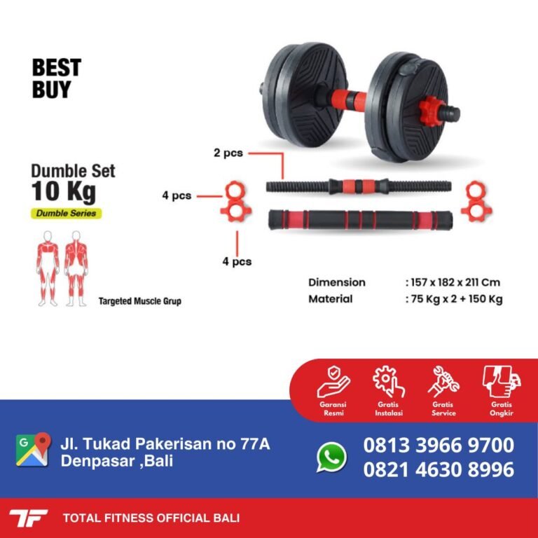 total fitness official bali - dumbbell set 10kg - produk import - distributor resmi indonesia