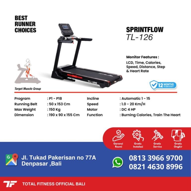 total fitness official bali - treadmill electric tl-126 - produk import - distributor resmi indonesia