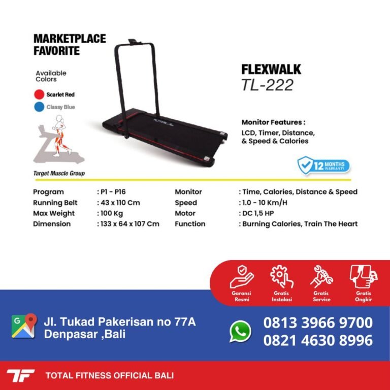 total fitness official bali - treadmill electric tl-222 - produk import - distributor resmi indonesia