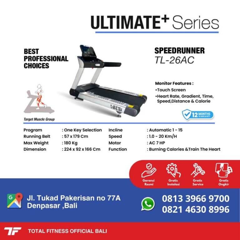 total fitness official bali - treadmill electric tl-26ac - produk import - distributor resmi indonesia