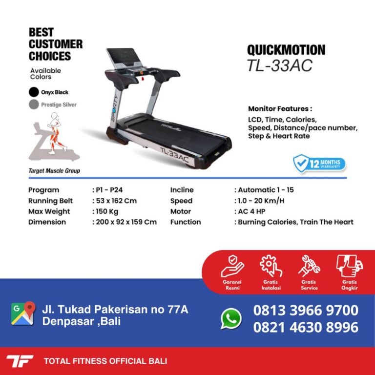total fitness official bali - treadmill electric tl-33ac - produk import - distributor resmi indonesia
